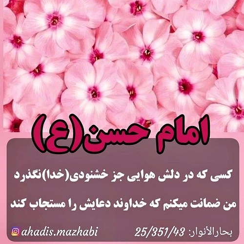 عکس نوشته حدیث از امام حسن ع