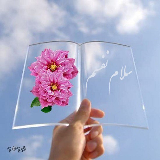 سلام نفسم ، یک کتاب شیشه ای زیبا در دست دختر با گل