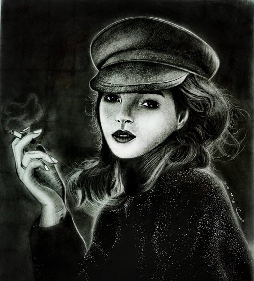 تصاویر نقاشی از دختر سیگاری برای پروفایل