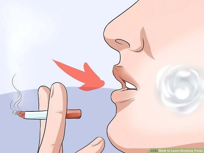روی نگه داشتن دود در دهان تمرین کنید