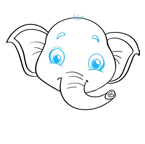 گام به گام نقاشی بچه فیل مرحله 6