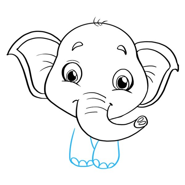 گام به گام نقاشی بچه فیل مرحله 7