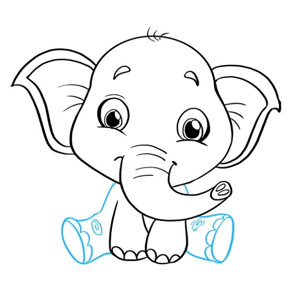 گام به گام نقاشی بچه فیل مرحله 8