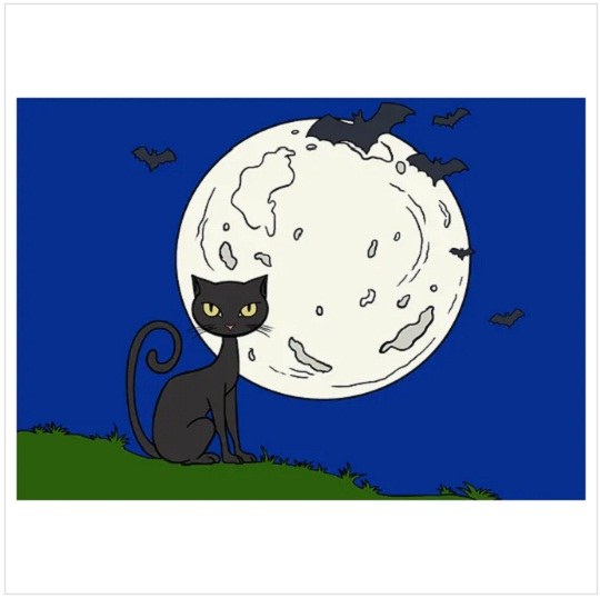 رنگ آمیزی نقاشی گربه سیاه