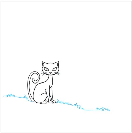 نقاشی آسان گربه سیاه مرحله هفتم
