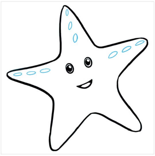 روش کشیدن نقاشی ستاره دریایی مرحله ششم