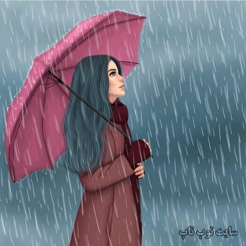 عکس پروفایل دخترونه با چتر زیر بارون